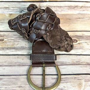 Faded Glory Womens Wide Dark Brown 100% Leather Belt Size L